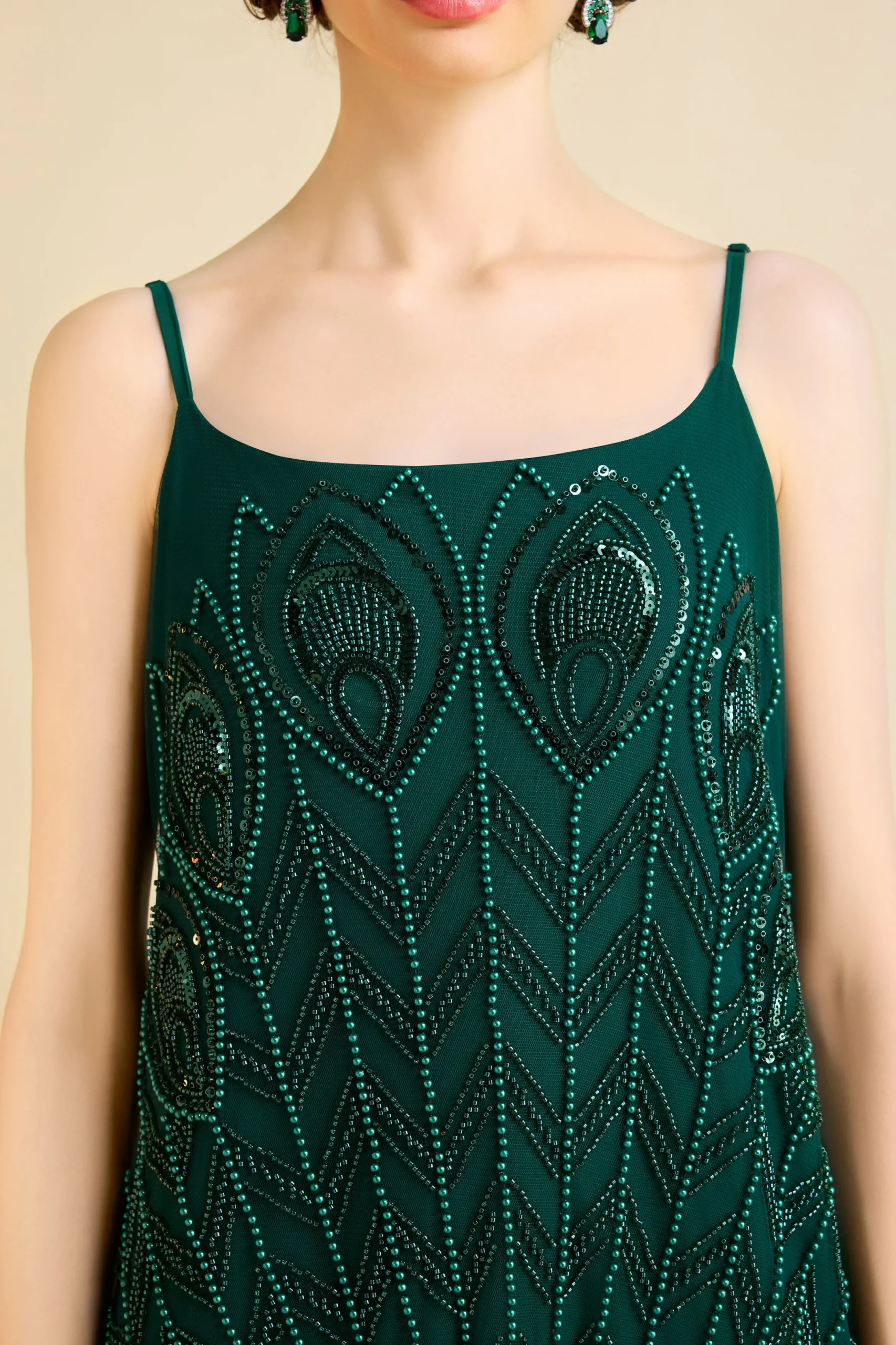 BABEYOND Flapper Dresses | Wedding Dresses<Unique Flounce Hem Peacock Cocktail Dress