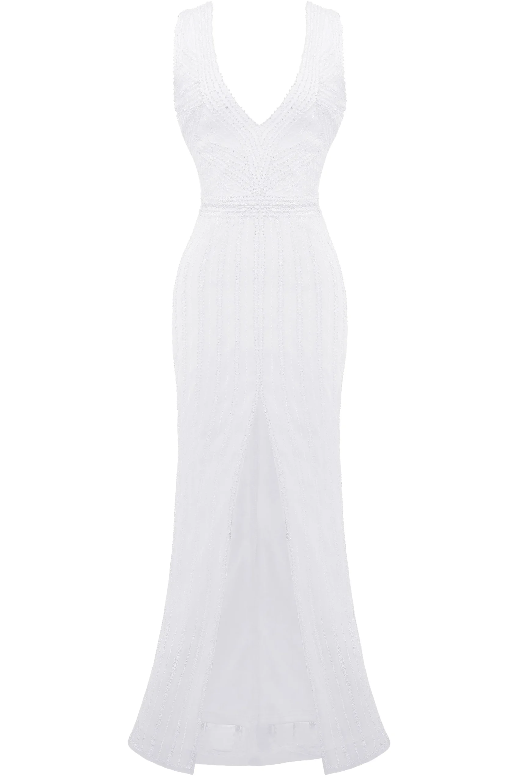 BABEYOND Wedding Dresses | Wedding<V Neck Sequin Frontal Slit Dress