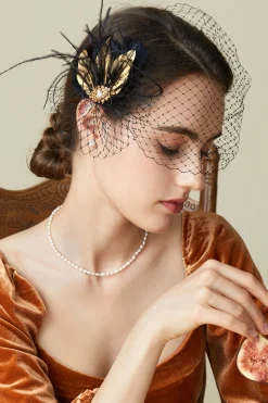 BABEYOND Fascinators | Rhinestone<Veil Rhinestone Feather Fascinator