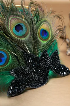 BABEYOND Feather<Vintage Beaded Peacock Headpiece
