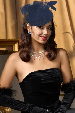 BABEYOND Fascinators<Vintage Bow Knot Pillbox Veil Feather Fascinator