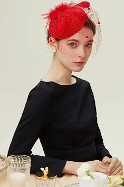BABEYOND Fascinators<Vintage Feather Veil Flapper Fascinator