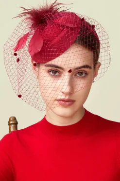 BABEYOND Fascinators<Vintage Feather Veil Pillbox Fascinator