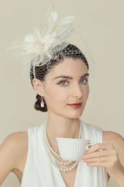 BABEYOND Fascinators<Vintage Feathers Floral Veil Fascinator