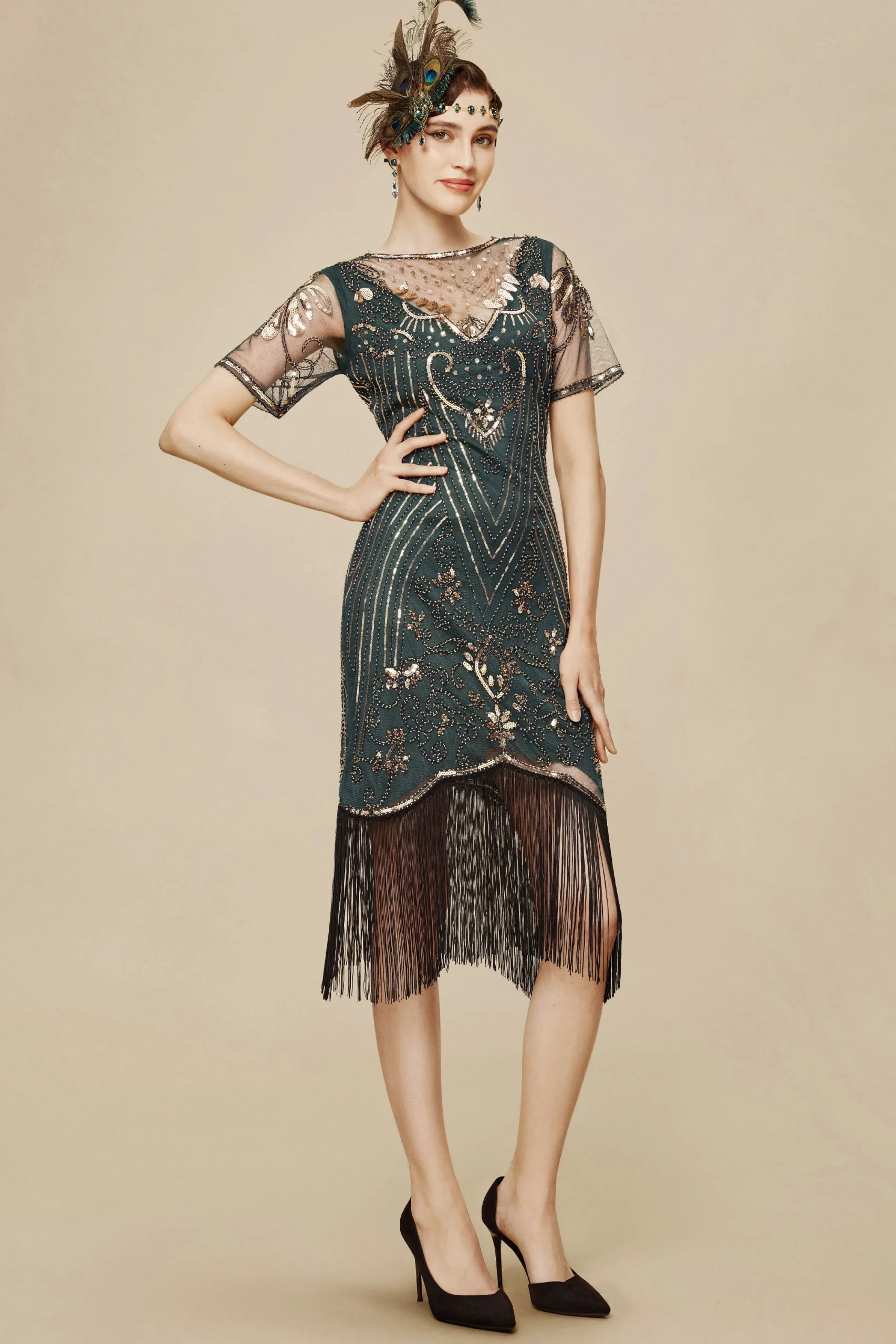 BABEYOND Flapper Dresses | Fringe<Vintage Glorious Paisley Fringe Flapper Dress