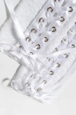 BABEYOND Gloves<14.56" Vintage Lace Up Fingerless Gloves