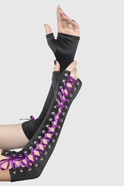 BABEYOND Gloves<14.56" Vintage Lace Up Fingerless Gloves