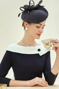 BABEYOND Fascinators<Vintage Pillbox Feather Cocktail Fascinate Hat