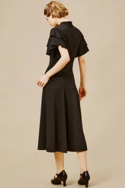 BABEYOND Flapper Dresses | Day Dresses<Vintage Tie Neck Midi Ruffle Dress