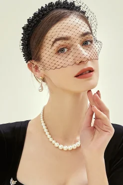 BABEYOND Fascinators<Vintage Veil Beaded Cocktail Fascinator