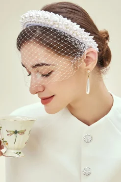BABEYOND Fascinators<Vintage Veil Beaded Cocktail Fascinator
