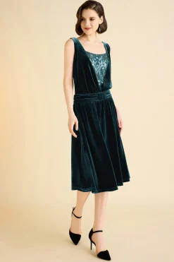 BABEYOND Velvet | Evening Dresses<Vintage Velvet Pleated Waist Belt Evening Gown