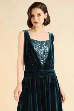 BABEYOND Velvet | Evening Dresses<Vintage Velvet Pleated Waist Belt Evening Gown