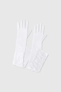 BABEYOND Gloves<20.5" Wave Pleated Satin Stretchy Gloves