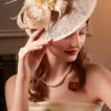 BABEYOND Fascinators<Wide Brim Floral Beaded Fascinator