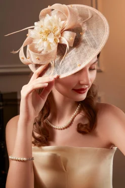 BABEYOND Fascinators<Wide Brim Floral Beaded Fascinator