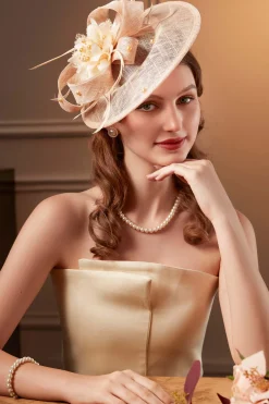 BABEYOND Fascinators<Wide Brim Floral Beaded Fascinator