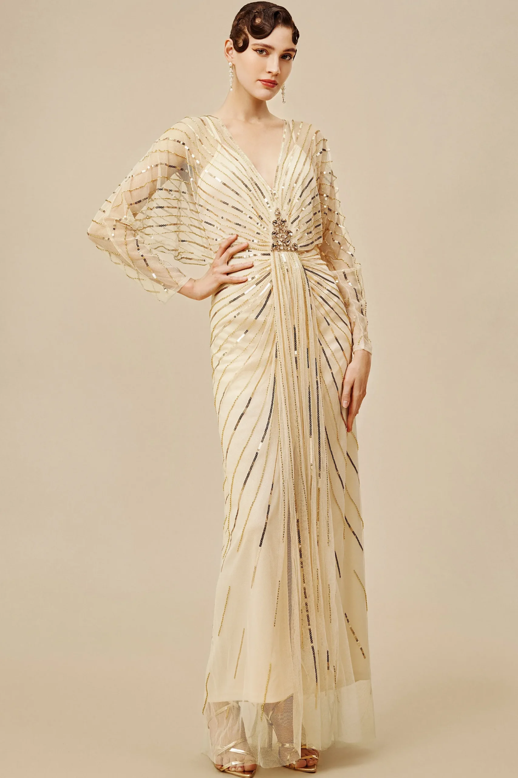BABEYOND Plus Size<Zouzou Crystal-Encrusted Plus Size Evening Gown