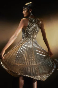 BABEYOND Flapper Dresses | Plus Size<Zouzou Metallic Beading Flapper Dress